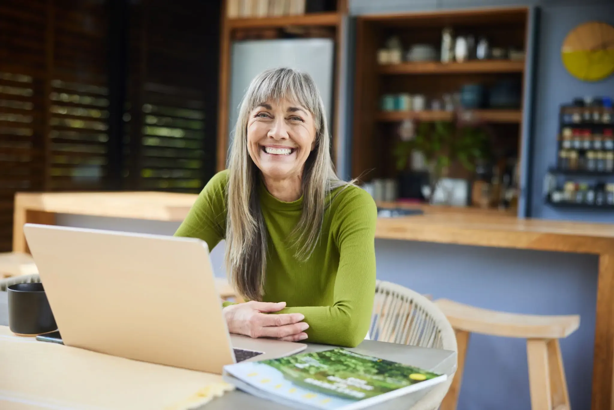 smiling-mature-woman-working-on